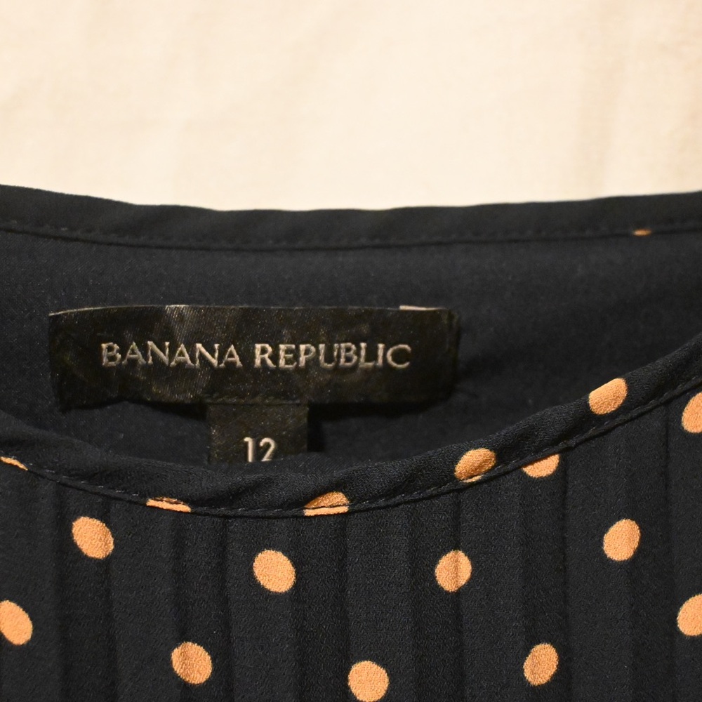 Banana Republic Navy Dress with Peach Polka Dots